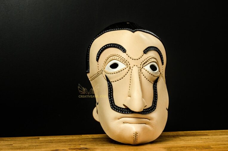 Leather Salvador Dali Mask Pattern, Leather Halloween Mask pattern, Leather Cosplay Pattern, Leather Patterns, Leather Pdf Template