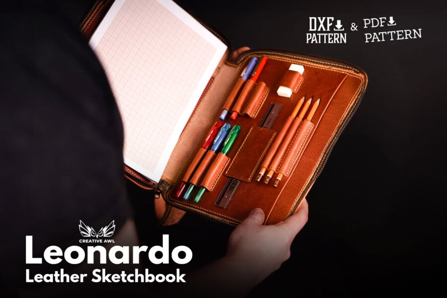 ジグ様　未使用　箱入り　Art Leather　超豪華　革製　写真アルバム Leonardo Sketchbook [PDF & DXF pattern] - Creative Awl Studio